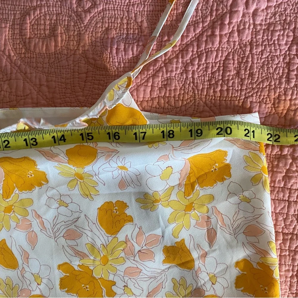 LOFT white and orange sleeveless top. Lined. Women’s size large. - Picture 5 of 6